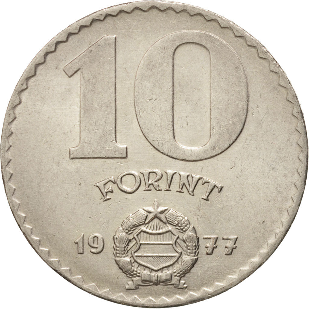 Coin, Hungary, 10 Forint, 1977, AU(50-53), Nickel, KM:595