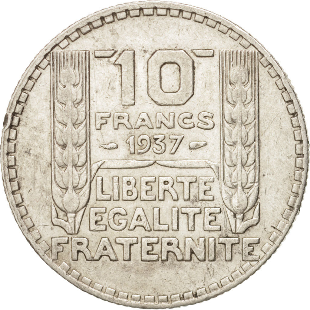 France, Turin, 10 Francs, 1937, Paris, VF(30-35), Silver, KM:878, Gadoury:801