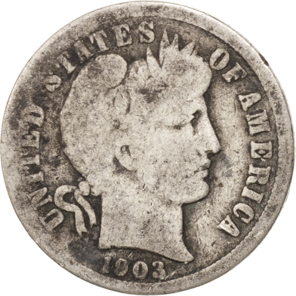 Monnaie, États-Unis, Barber Dime, Dime, 1903, U.S. Mint, Philadelphie, B+