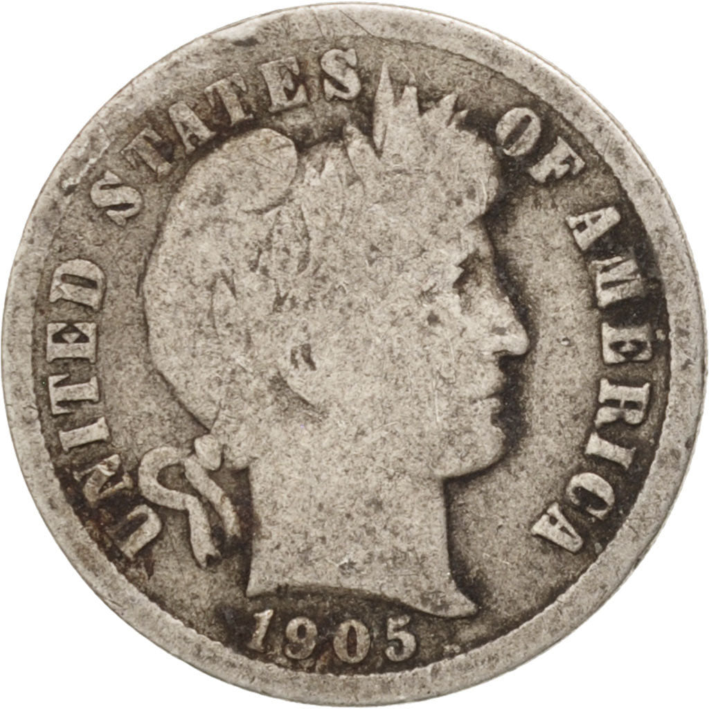 United States, Barber Dime, Dime, 1905, U.S. Mint, Philadelphia, VF(20-25)