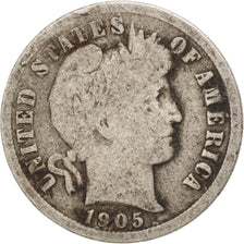 United States, Barber Dime, Dime, 1905, U.S. Mint, Philadelphia, VF(20-25)