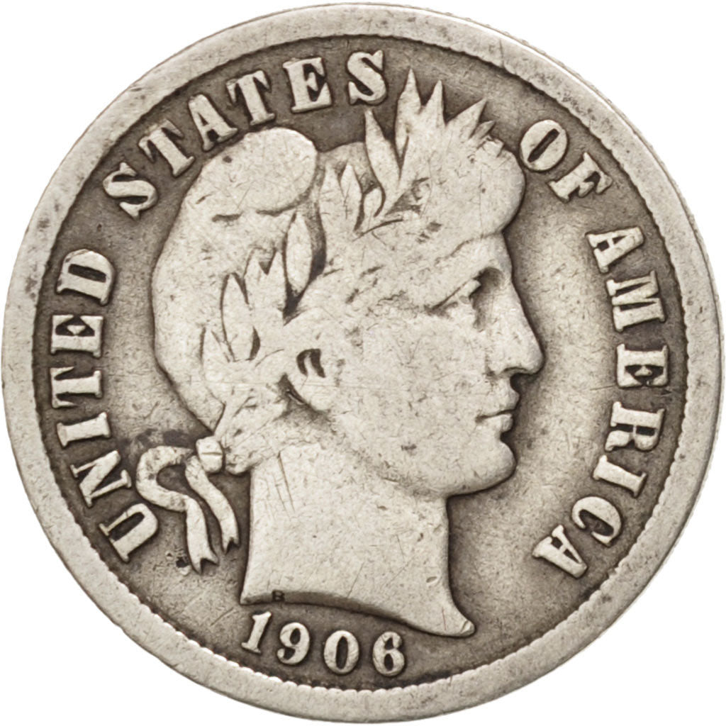 Coin, United States, Barber Dime, Dime, 1906, U.S. Mint, Philadelphia