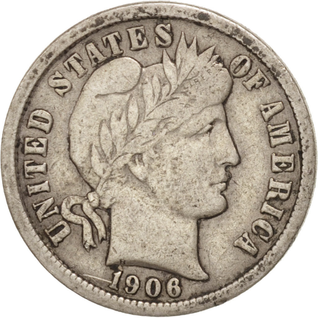 United States, Barber Dime, Dime, 1906, U.S. Mint, Philadelphia, EF(40-45)