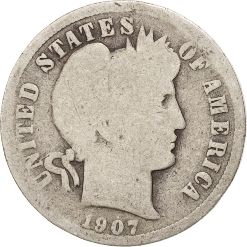 Stati Uniti, Barber Dime, Dime, 1907, U.S. Mint, Philadelphia, B, Argento, KM...