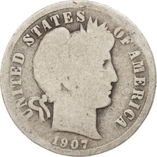 Stati Uniti, Barber Dime, Dime, 1907, U.S. Mint, Philadelphia, B, Argento, KM...