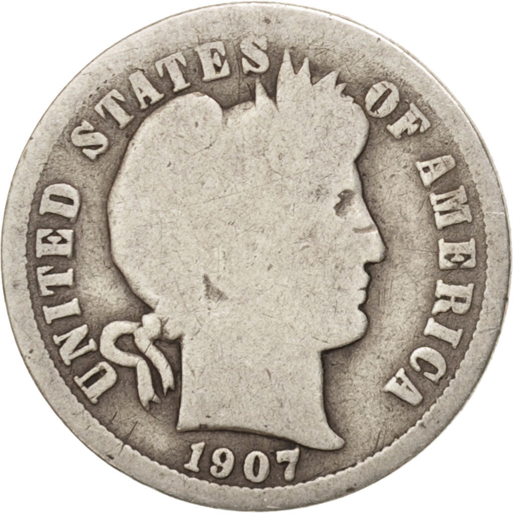 Moneda, Estados Unidos, Barber Dime, Dime, 1907, U.S. Mint, Philadelphia, BC