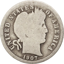 Moneda, Estados Unidos, Barber Dime, Dime, 1907, U.S. Mint, Philadelphia, BC