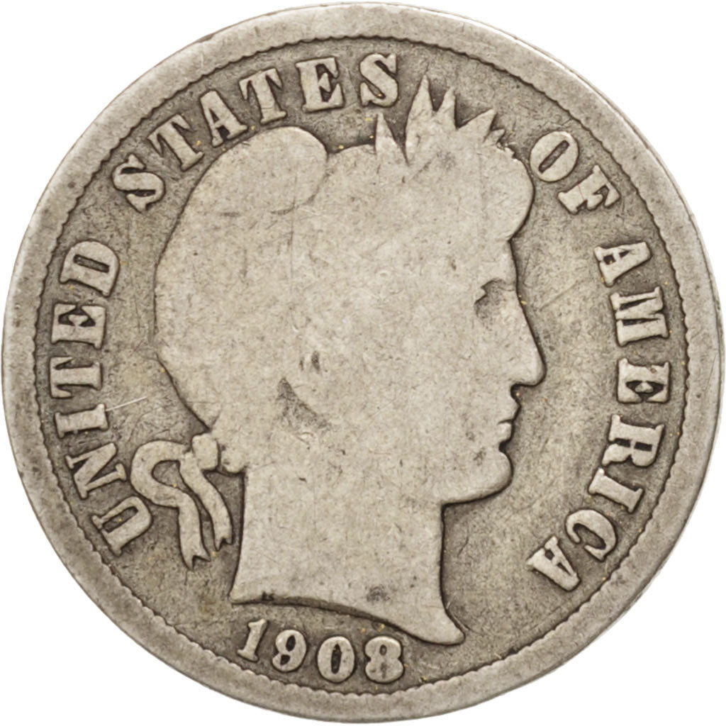 United States, Barber Dime, Dime, 1908, U.S. Mint, Denver, F(12-15), Silver