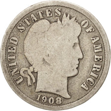 United States, Barber Dime, Dime, 1908, U.S. Mint, Denver, F(12-15), Silver