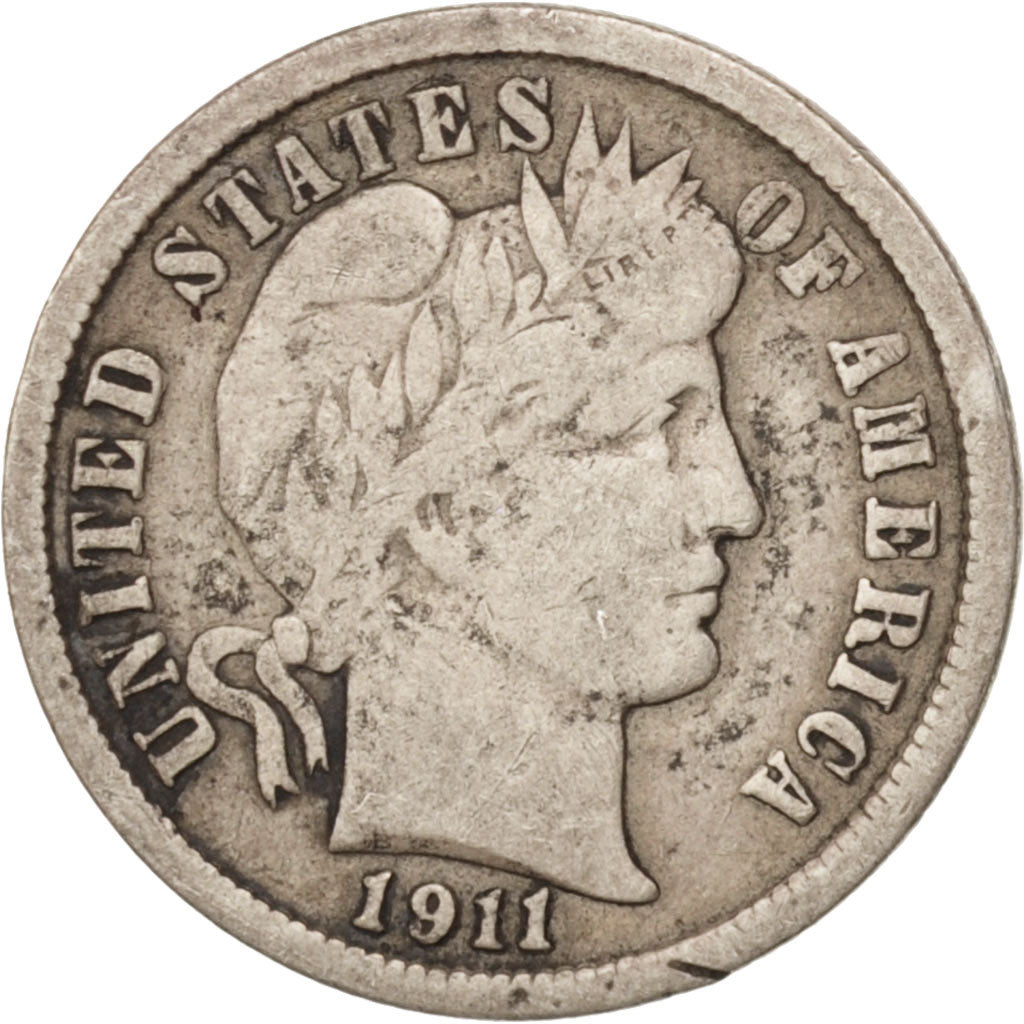 United States, Barber Dime, Dime, 1911, U.S. Mint, Philadelphia, VF(20-25)