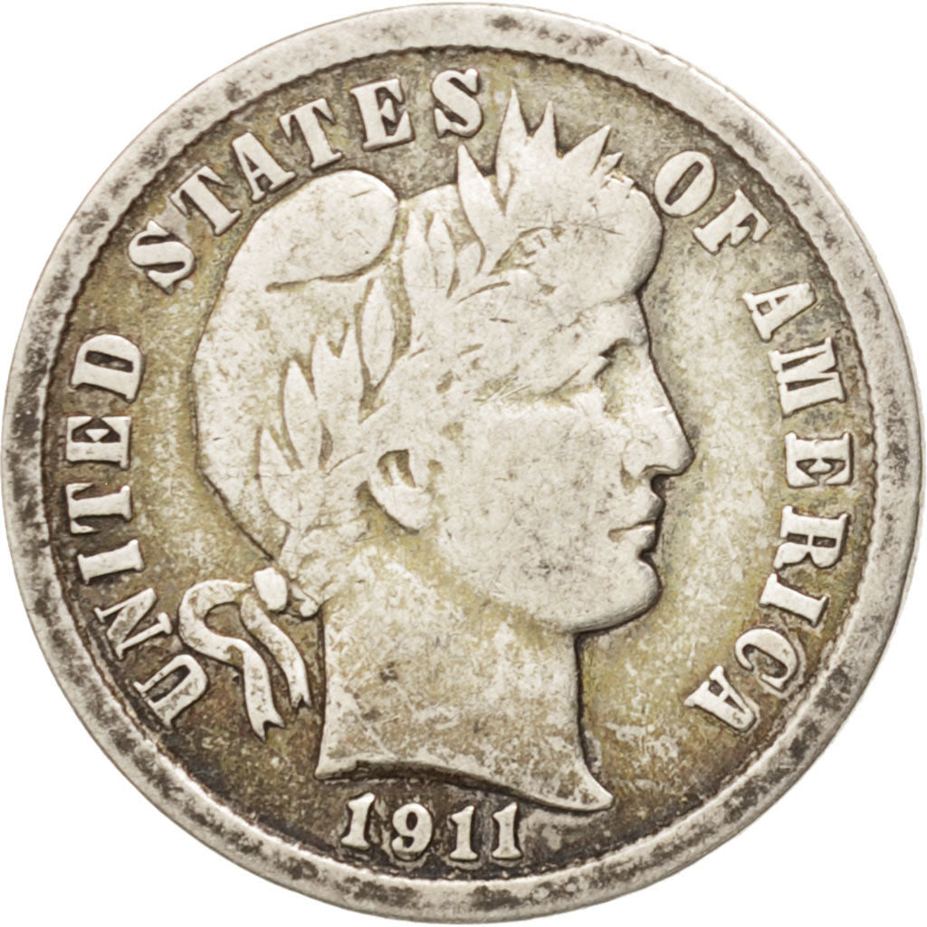 Moneda, Estados Unidos, Barber Dime, Dime, 1911, U.S. Mint, Philadelphia, BC+