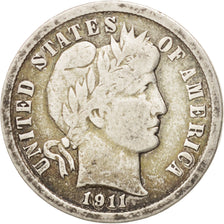 Moneda, Estados Unidos, Barber Dime, Dime, 1911, U.S. Mint, Philadelphia, BC+