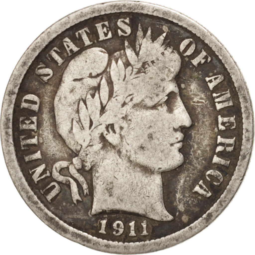 Coin, United States, Barber Dime, Dime, 1911, U.S. Mint, Philadelphia