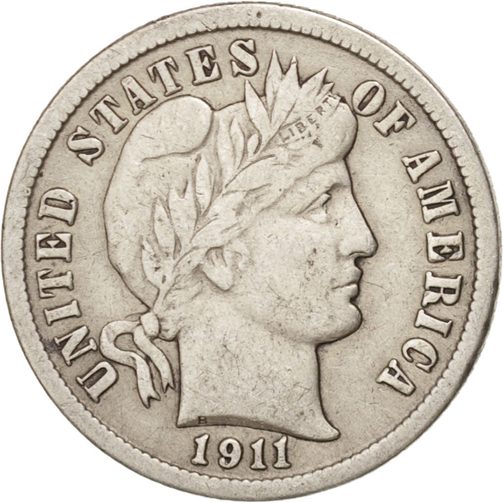 United States, Barber Dime, Dime, 1911, U.S. Mint, Philadelphia, EF(40-45)