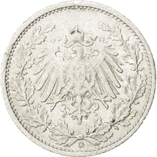 Coin, GERMANY - EMPIRE, 1/2 Mark, 1909, Karlsruhe, EF(40-45), Silver, KM:17