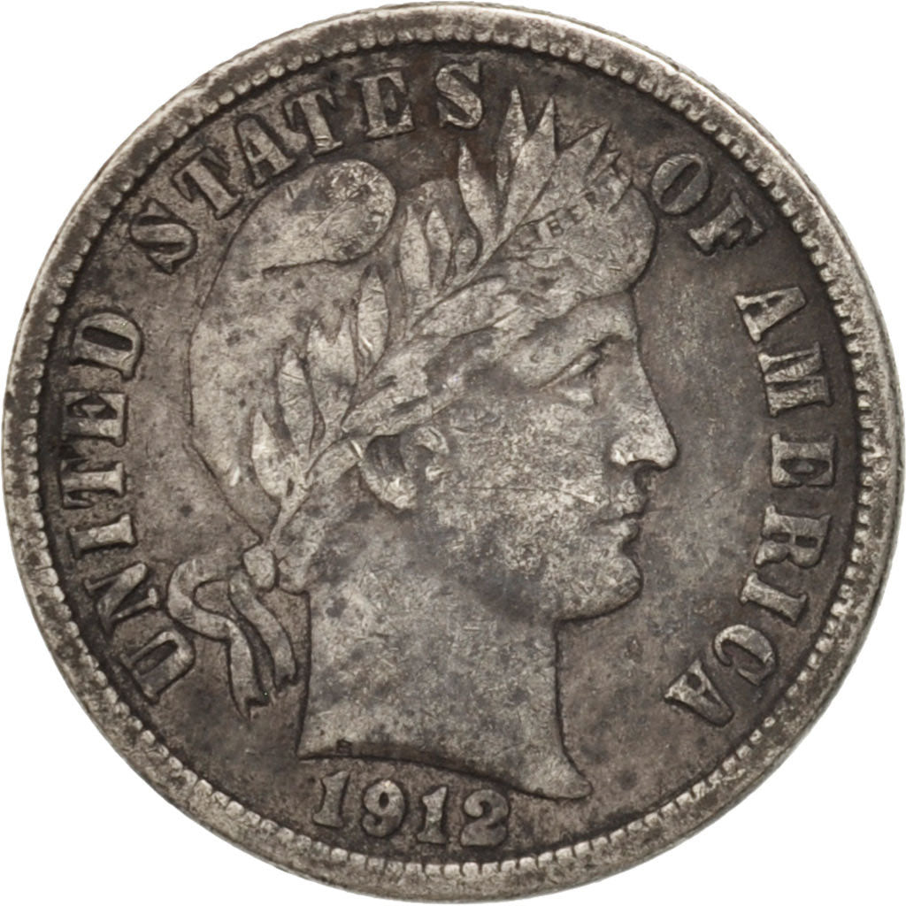 United States, Barber Dime, Dime, 1912, U.S. Mint, Denver, VF(30-35), Silver