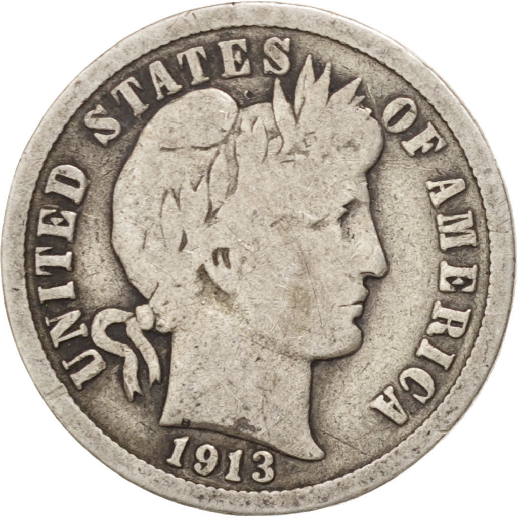 United States, Barber Dime, Dime, 1913, U.S. Mint, Philadelphia, VF(20-25)