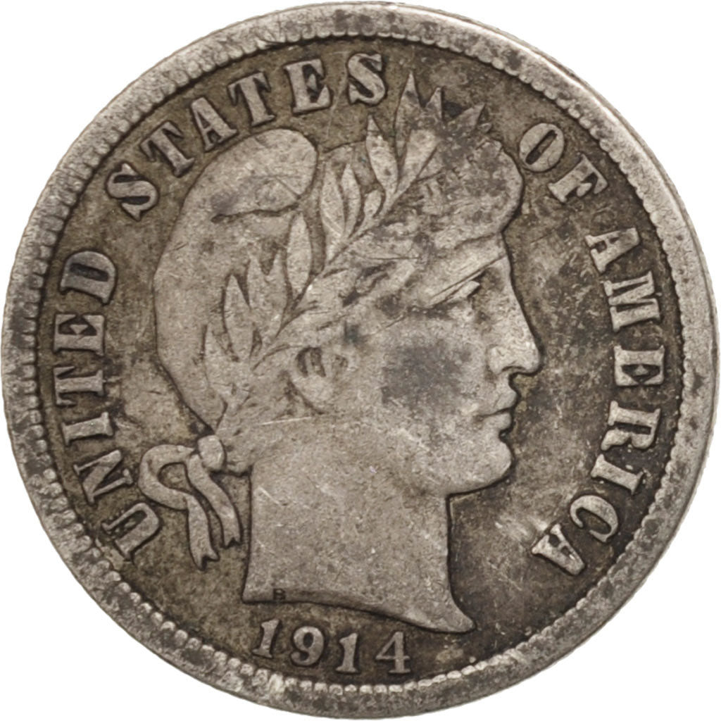 Moneta, Stati Uniti, Barber Dime, Dime, 1914, U.S. Mint, Philadelphia, MB+
