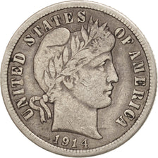 Monnaie, États-Unis, Barber Dime, Dime, 1914, U.S. Mint, Philadelphie, TTB