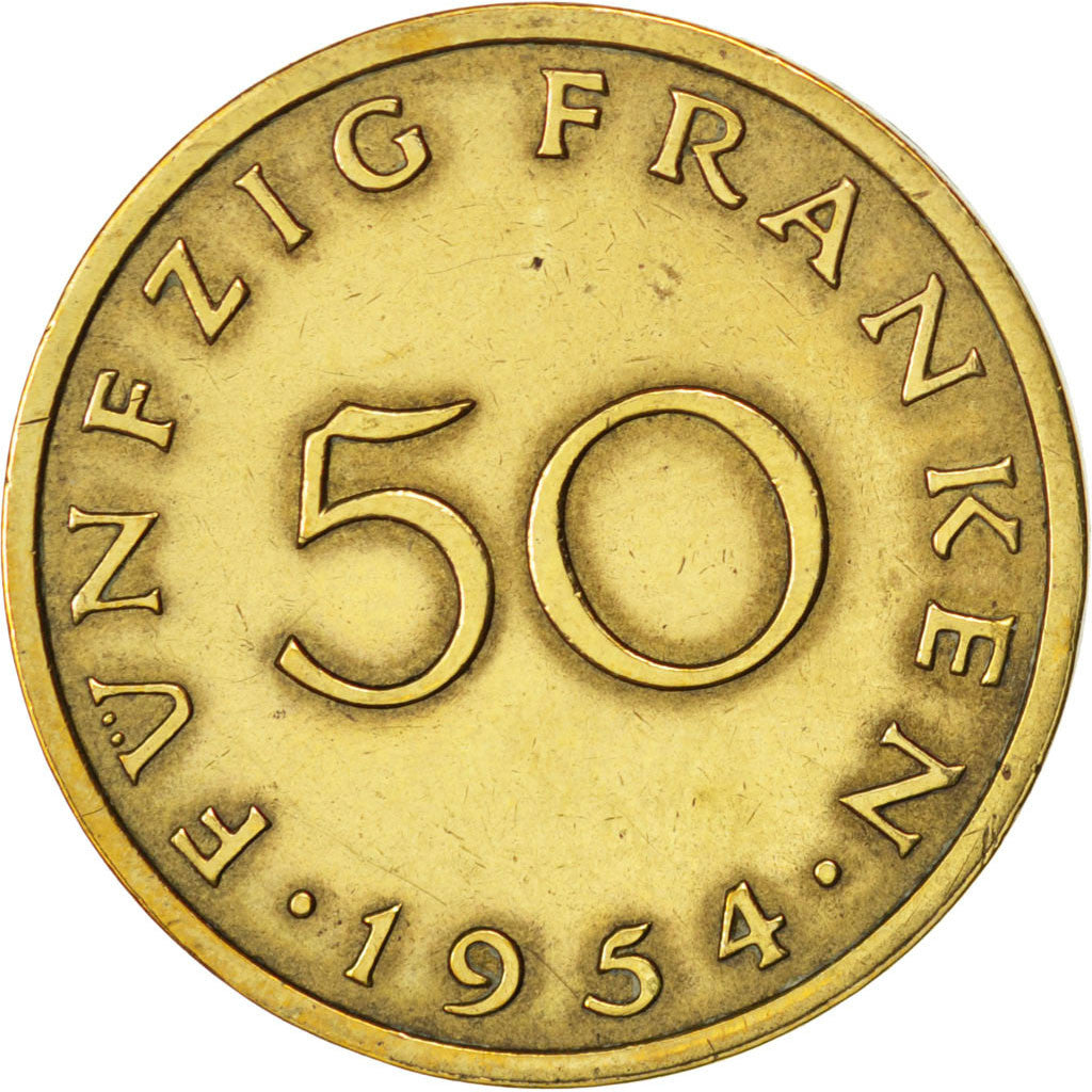 SAARLAND, 50 Franken, 1854, Paris, KM #3, EF(40-45), Aluminum-Bronze, 8.13