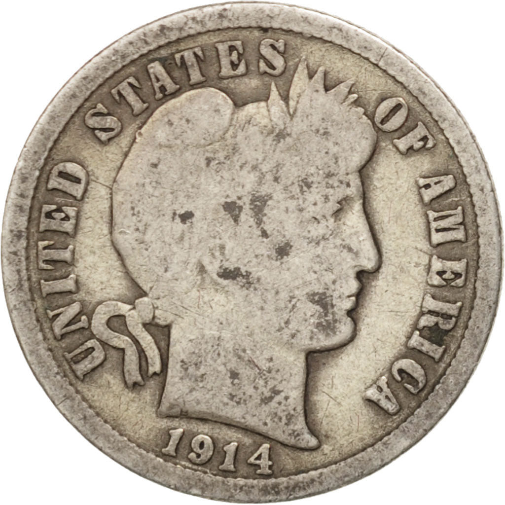 United States, Barber Dime, Dime, 1914, U.S. Mint, Denver, F(12-15), Silver