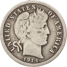 United States, Barber Dime, Dime, 1914, U.S. Mint, Denver, VF(20-25), Silver