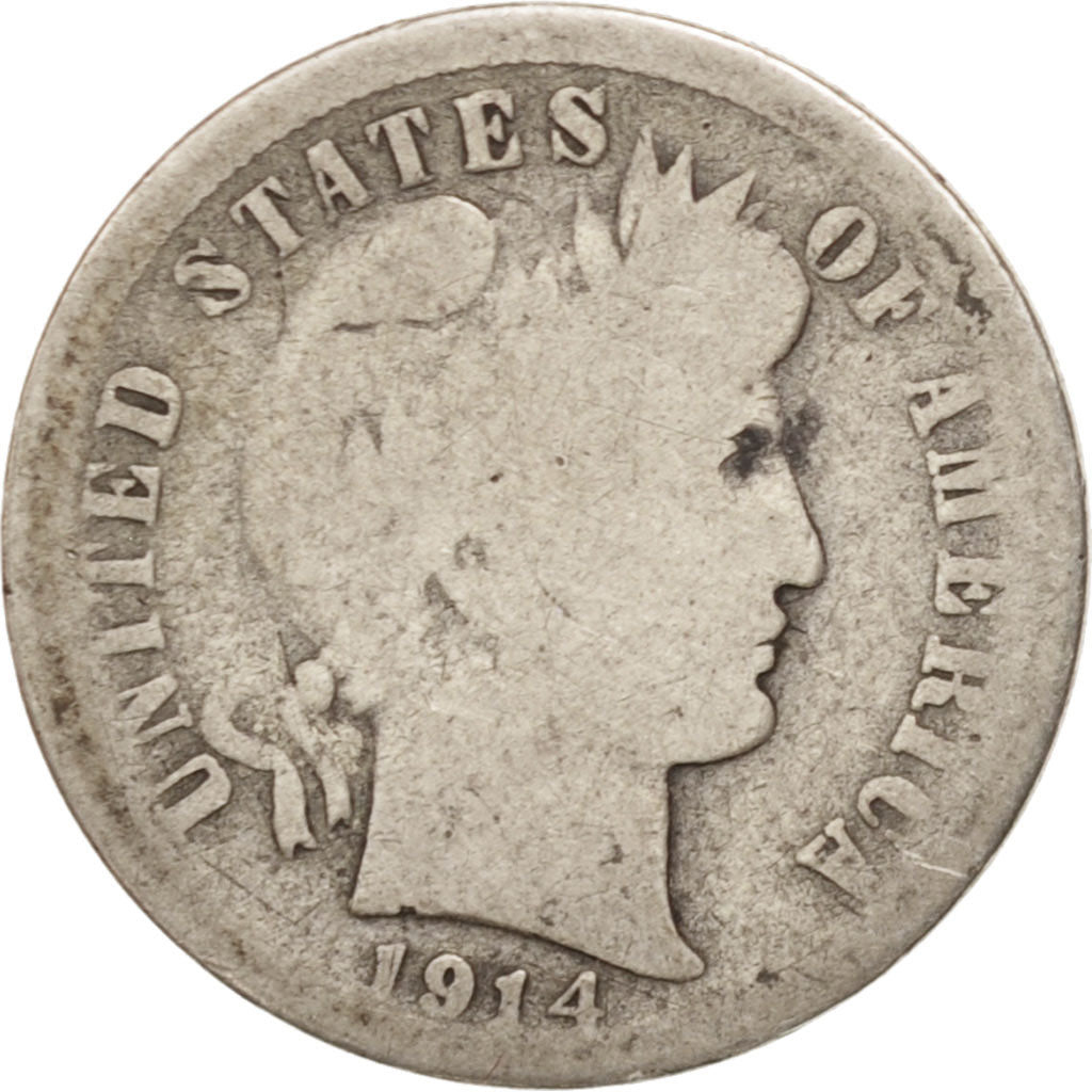 United States, Barber Dime, Dime, 1914, U.S. Mint, San Francisco, VG(8-10)