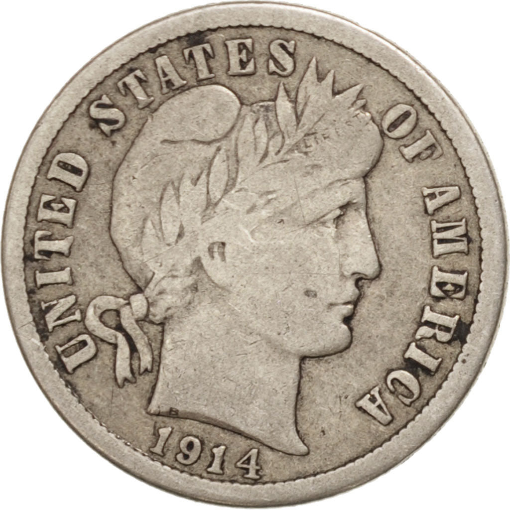 United States, Barber Dime, Dime, 1914, U.S. Mint, San Francisco, VF(30-35)