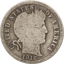 United States, Barber Dime, Dime, 1916, U.S. Mint, Philadelphia, VG(8-10)