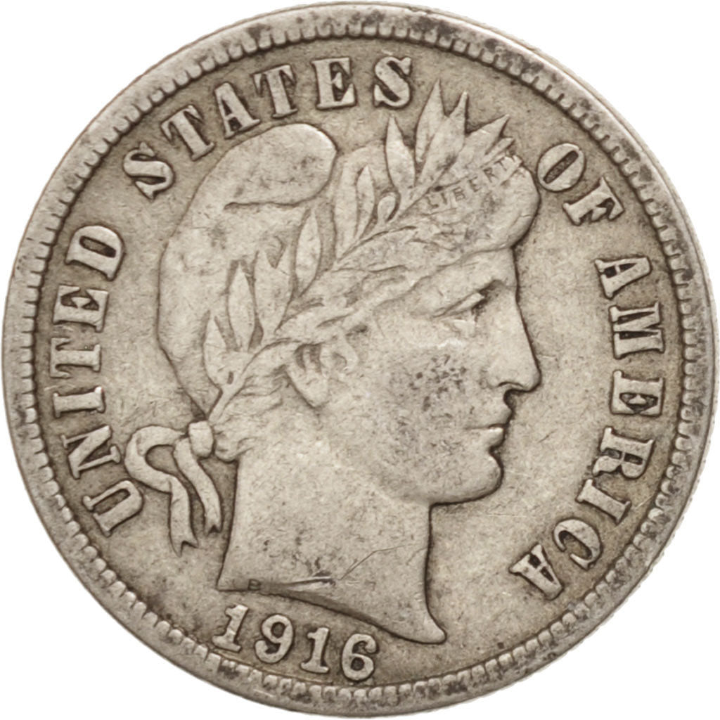 United States, Barber Dime, Dime, 1916, U.S. Mint, San Francisco, VF(30-35)