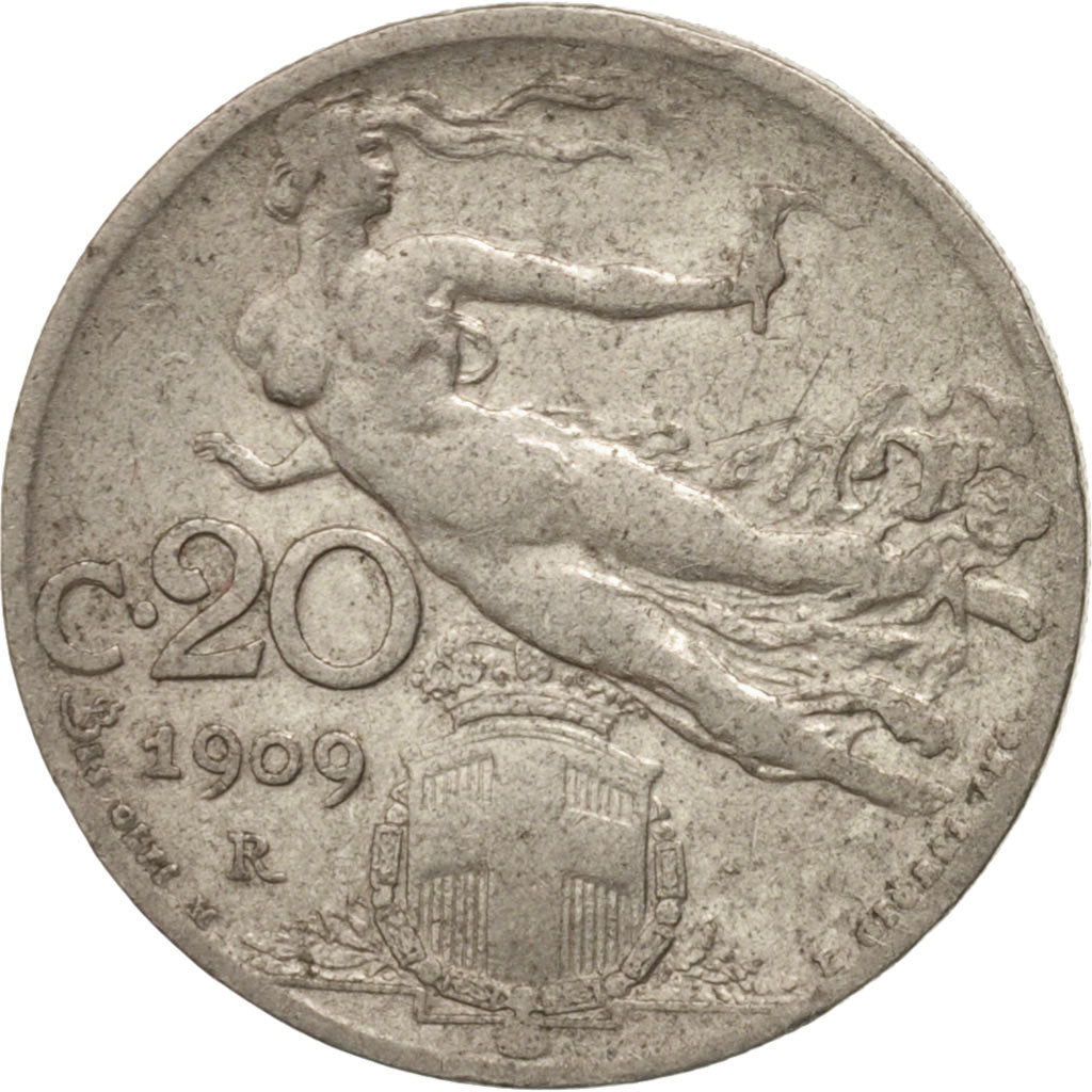 Coin, Italy, Vittorio Emanuele III, 20 Centesimi, 1909, Rome, EF(40-45), Nickel