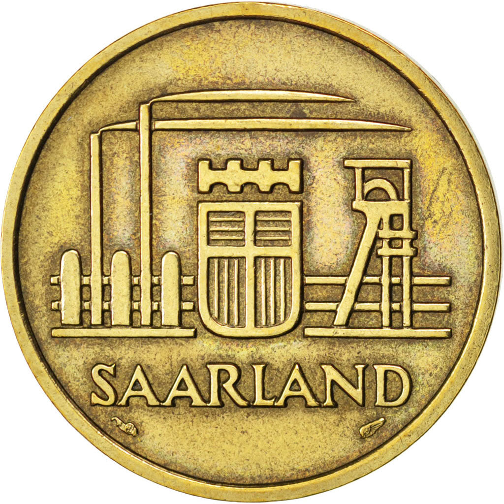 SAARLAND, 50 Franken, 1954, Paris, KM #3, EF(40-45), Aluminum-Bronze, 8.06