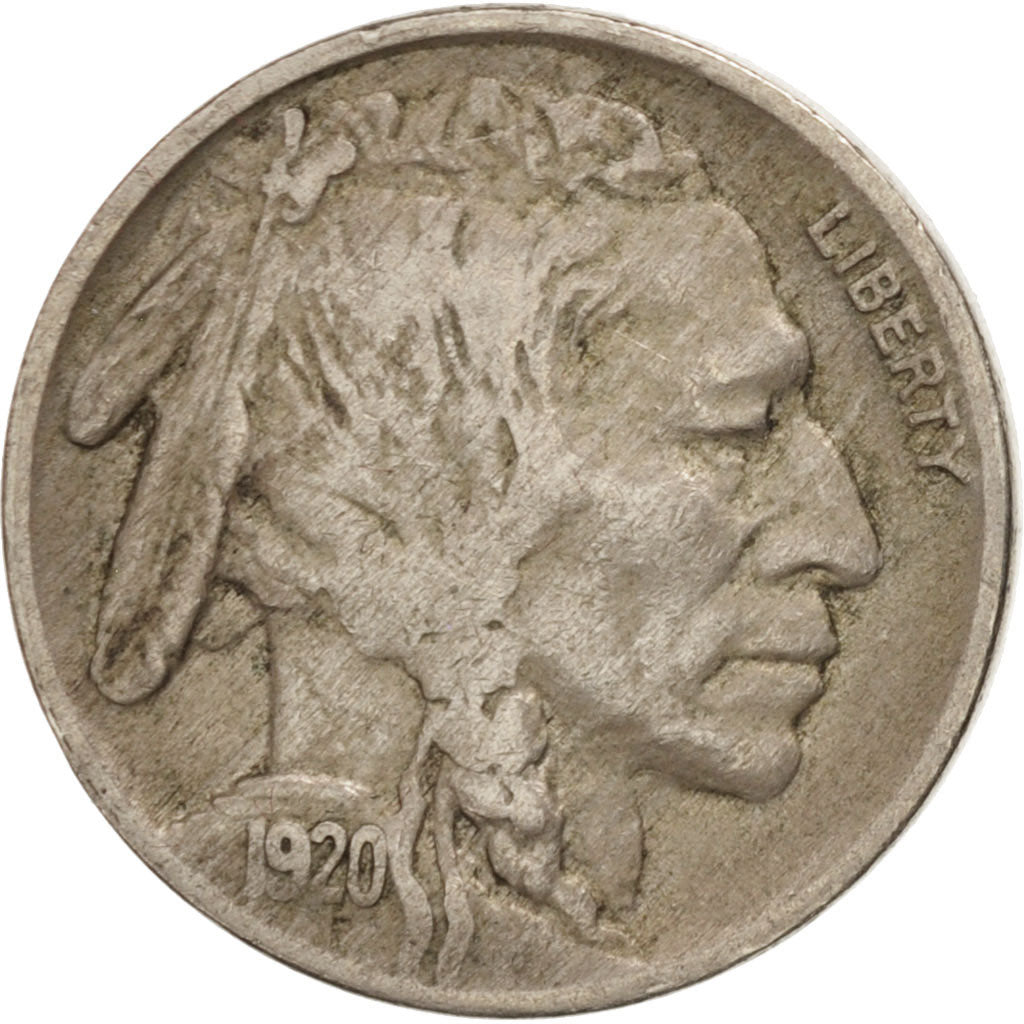 Stati Uniti, Buffalo Nickel, 5 Cents, 1920, U.S. Mint, Philadelphia, MB+, Ram...