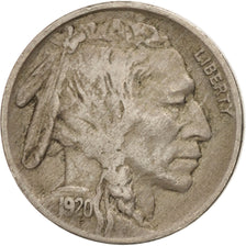 Stati Uniti, Buffalo Nickel, 5 Cents, 1920, U.S. Mint, Philadelphia, MB+, Ram...