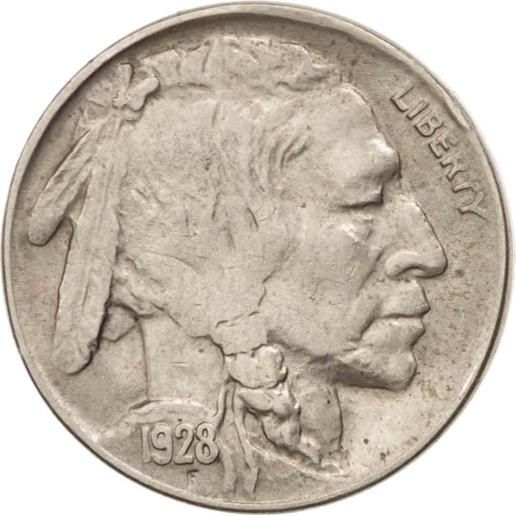 United States, Buffalo Nickel, 5 Cents, 1928, U.S. Mint, Philadelphia