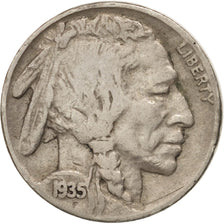 États-Unis, Buffalo Nickel, 5 Cents, 1935, U.S. Mint, Philadelphia, TB+