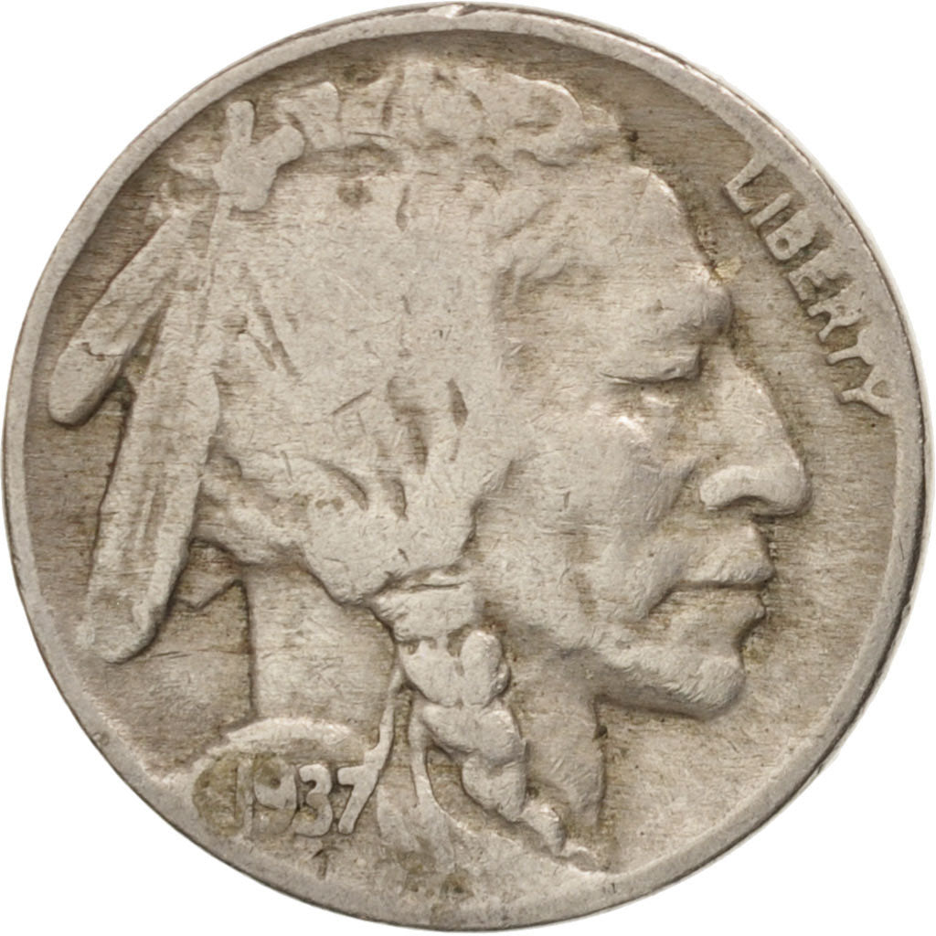 United States, Buffalo Nickel, 5 Cents, 1937, U.S. Mint, Philadelphia