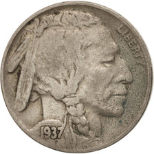 Stati Uniti, Buffalo Nickel, 5 Cents, 1937, U.S. Mint, Philadelphia, MB+, Ram...