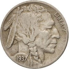 United States, Buffalo Nickel, 5 Cents, 1937, U.S. Mint, Philadelphia