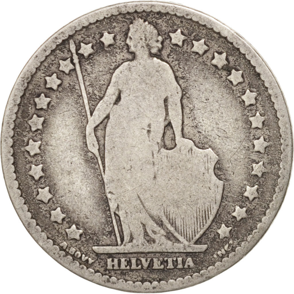 Coin, Switzerland, Franc, 1877, Bern, VF(20-25), Silver, KM:24
