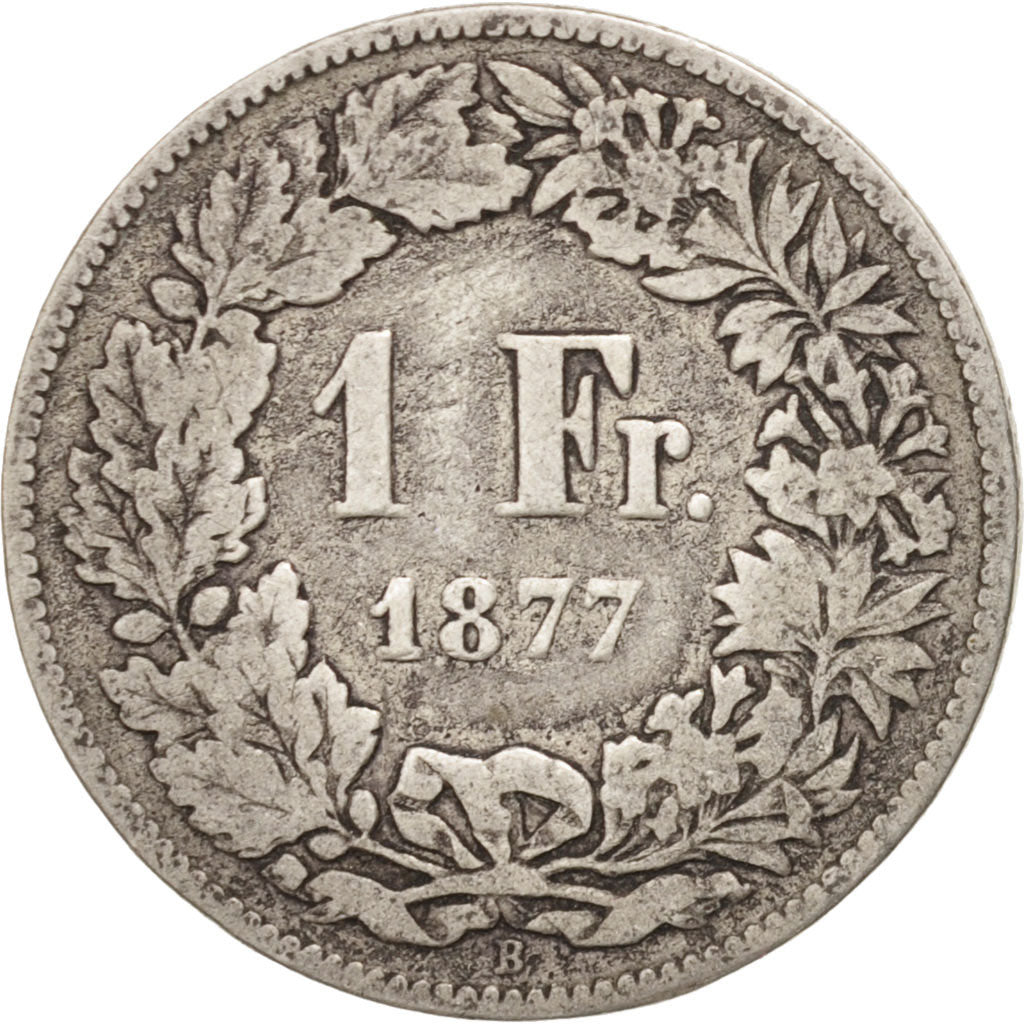 Coin, Switzerland, Franc, 1877, Bern, VF(20-25), Silver, KM:24