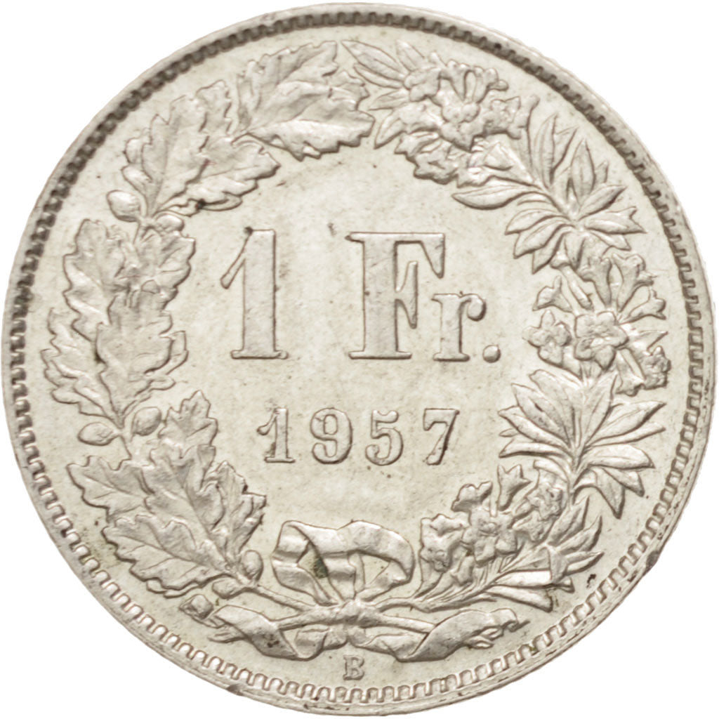 Coin, Switzerland, Franc, 1957, Bern, AU(50-53), Silver, KM:24