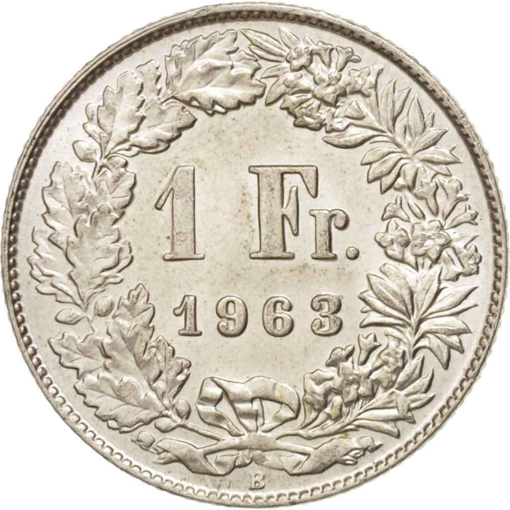 Coin, Switzerland, Franc, 1963, Bern, MS(60-62), Silver, KM:24