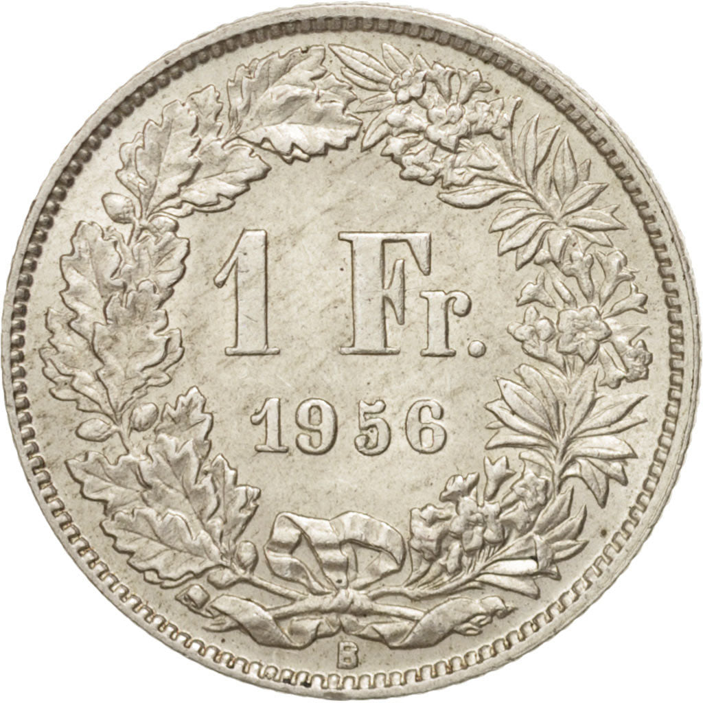 Coin, Switzerland, Franc, 1956, Bern, AU(50-53), Silver, KM:24