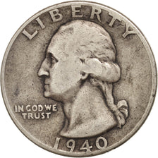 Stati Uniti, Washington Quarter, Quarter, 1940, U.S. Mint, Philadelphia, MB,...