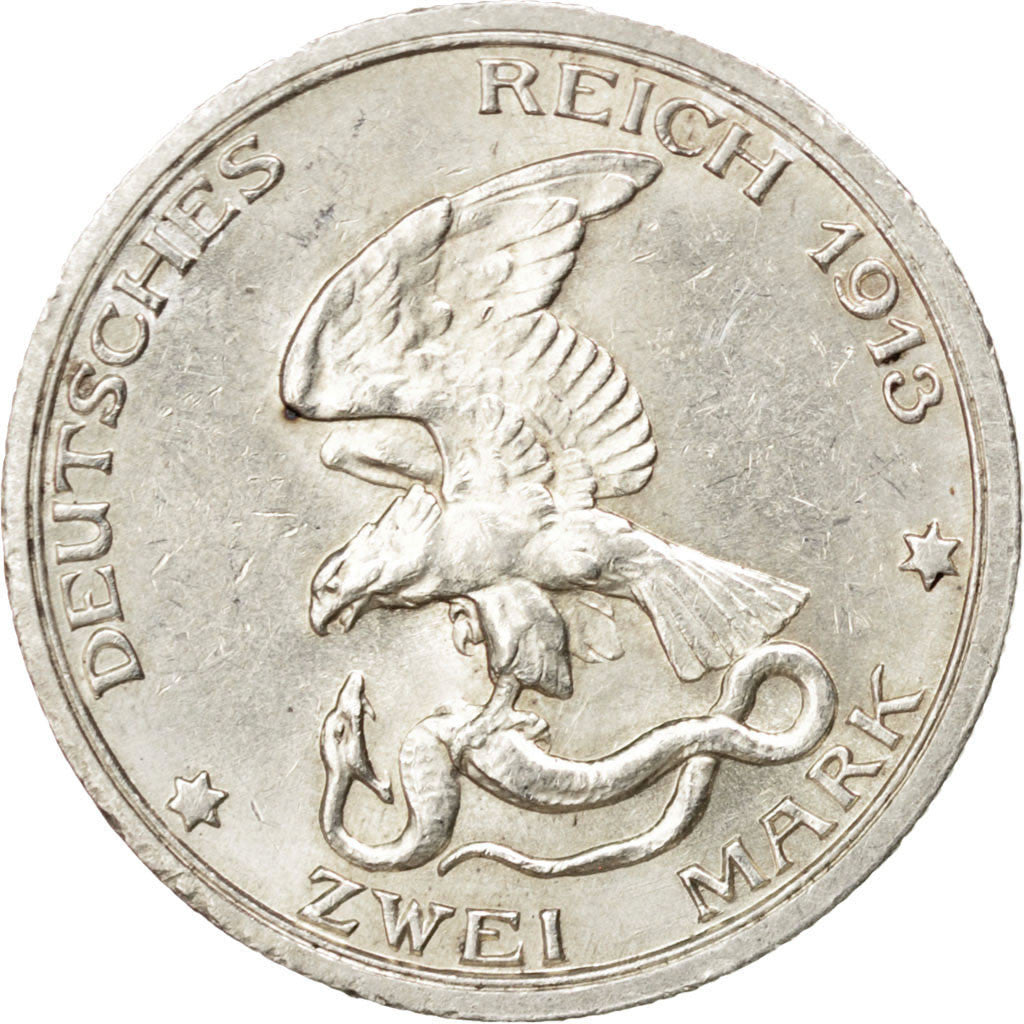 Coin, German States, PRUSSIA, Wilhelm II, 2 Mark, 1913, Berlin, MS(60-62)