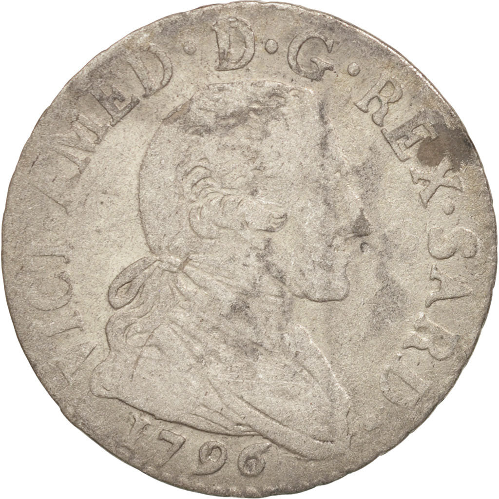 ITALIAN STATES, SARDINIA, Vittorio Amedeo III, 20 Soldi, Lira, 1796, Torino
