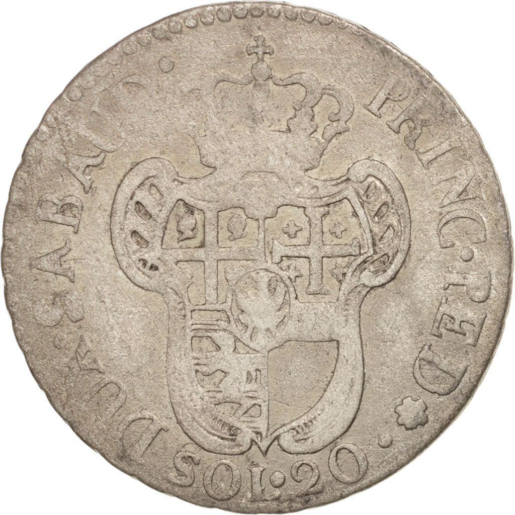 ITALIAN STATES, SARDINIA, Vittorio Amedeo III, 20 Soldi, Lira, 1796, Torino