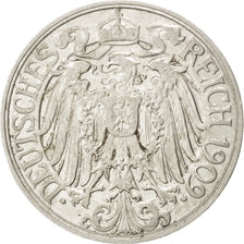Coin, GERMANY - EMPIRE, Wilhelm II, 25 Pfennig, 1909, Munich, AU(50-53), Nickel