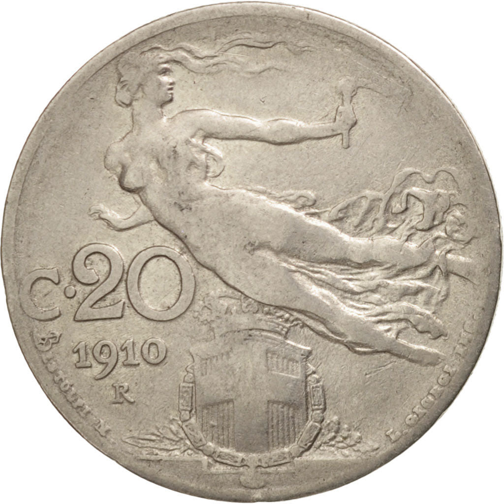 Coin, Italy, Vittorio Emanuele III, 20 Centesimi, 1910, Rome, EF(40-45), Nickel
